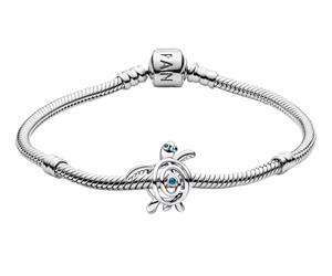 PANDORA Conjunto de regalo de pulsera de plata para mujer con diseño de tortuga marina 31012, Lote,