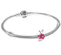 PANDORA Conjunto de regalo de pulsera de plata para mujer, lote, conjunto de joyería con caracol rosa para pulsera de dijes, regalo romántico 21773 19 cm