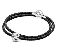 PANDORA Conjunto de regalo: pulsera de cuero con dije de fútbol 31024, Lote 38 cm