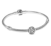 PANDORA Conjunto de regalo Pulsera de mujer con charm de sol, Lote 21 cm | Conjunto de joyas para mujer con pulsera y dije, atemporal y moderno
