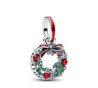 Pandora Corona navideña de plata de ley con doble colgante 794238C01