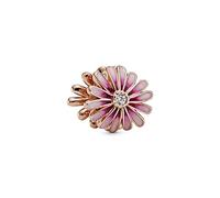 Pandora Daisy Dije con diseño de margaritas chapados en oro rosa de 14 quilates con circonitas cúbicas transparentes y esmalte rosa sombreado