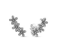 Pandora Daisy Pendientes de botón con diseño de margaritas de plata con circonitas cúbicas transparentes