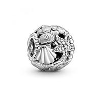 Pandora Dije con diseño de concha y estrella de mar de plata de ley