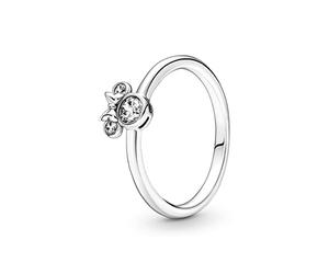 Pandora Disney Anillo con diseño de Minnie Mouse de plata de ley con circonitas cúbicas transparentes, talla 58