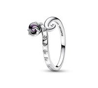 Pandora Disney Anillo con forma de pulpo de La sirenita de plata de ley con circonitas cúbicas transparentes y perlas artificiales lacadas en morado, talla 54