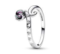 Pandora Disney Anillo con forma de pulpo de La sirenita de plata de ley con circonitas cúbicas transparentes y perlas artificiales lacadas en morado, talla 58