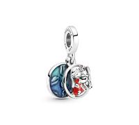 Pandora Disney Colgante con diseño de Lilo y Stitch en plata de ley con esmalte rojo, morado y azul transparente