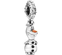 Pandora Disney Colgante con diseño de Olaf en plata de ley con circonitas cúbicas transparentes, esmalte negro y naranja
