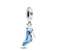 Pandora Disney Colgante con diseño de zapato de Cenicienta en plata de ley con elegantes circonitas cúbicas de color azul claro y cristal azul eterno