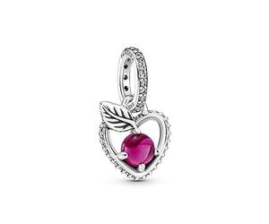 PANDORA Disney - Colgante de Blancanieves en plata de ley con cristal rojo de Disney x Collection, talla única, Plata esterlina, Circonita cúbica