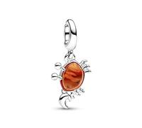 Pandora Disney Colgante de plata de ley con diseño de cangrejo de La Sirenita con cristal de Murano naranja