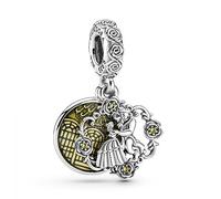 Pandora Disney Colgante de plata de ley de La Bella y la Bestia con cristal amarillo brillante y esmalte amarillo