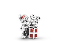 Pandora Disney Dije con diseño de Mickey, Minnie y una caja de regalo, en plata de ley con esmalte rojo