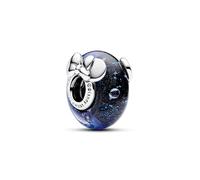 Pandora Disney Dije con diseño de Mickey y Minnie en plata de ley con cristal de Murano dicroico azul oscuro y circonitas cúbicas transparentes