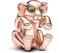 Pandora Disney Dije con diseño de Nala de El rey león chapado en oro rosa de 14 quilates con esmalte verde y rosa