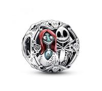 Pandora Disney Dije con diseño de Sally y Jack en plata de ley con esmalte negro, rojo y azul