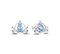 Pandora Disney Pendientes de botón con diseño de Cenicienta en plata de ley con circonitas cúbicas en un transparente y elegante color azul claro