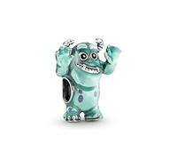 Pandora Disney Pixar Dije con diseño de Sulley en plata de ley con esmalte negro, rosa y azul transparente