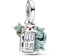 Pandora Disney Pixar Monsters Inc Colgante con diseño de puerta de plata de ley con circonitas cúbicas rojas y esmalte verde, rosa, azul claro, azul y negro