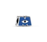 Pandora Disney Pixar Monsters Inc. Dije de plata de ley con logotipo en esmalte azul y cristal negro