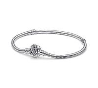 Pandora Disney Pulsera con diseño de Campanilla de plata de ley con cadena de serpiente con circonitas cúbicas transparentes, 21