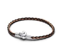 Pandora Disney Pulsera con diseño de El Rey León de plata de ley con cuero marrón y negro, S1