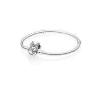 Pandora Disney Pulsera con diseño de Minnie de plata con circonitas cúbicas transparentes, 17