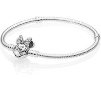 Pandora Disney Pulsera con diseño de Minnie de plata con circonitas cúbicas transparentes, 20