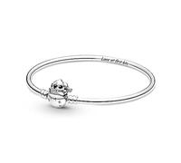 Pandora Disney Pulsera rígida con diseño de Stitch de plata de ley con esmalte en negro, azul y morado, 19