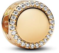 PANDORA Engravable 14k Gold-Plated Charm with Clear Cubic Zirconia