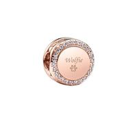 Pandora Charm de Botón Brillante Para Grabar con Circonitas Cúbicas