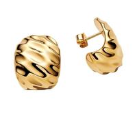 Pandora Essence 263879C00 - Pendientes de aro de plata de ley chapada en oro de 14 quilates, 13,2x20,2x16,3 mm, Plata de ley, Sin piedra preciosa