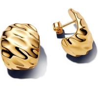 Pandora Essence 263879C00 - Pendientes de aro de plata de ley chapada en oro de 14 quilates