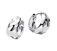 Pandora Essence 293874C00 - Pendientes de aro pequeños ondulados de plata de ley, 17,1x16x10,2 mm, Plata de ley, Sin piedra preciosa
