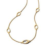 Pandora Essence 363883C01-45 - Collar de plata de ley chapada en oro de 14 quilates, tamaño 45 cm, ovalada y tratada, 45cm, Plata esterlina, Perla