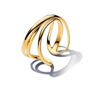 PANDORA Essence Anillo abierto de triple banda chapado en oro de 14 quilates, talla 54