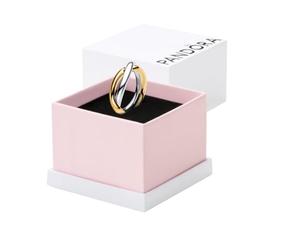 PANDORA Essence Anillos entrelazados de plata de ley y chapados en oro de 14 quilates