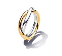 PANDORA Essence Anillos entrelazados de plata de ley y chapados en oro de 14 quilates, talla 56