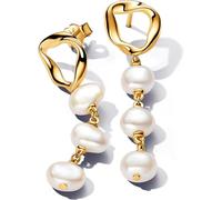 PANDORA Essence Pendientes chapados en oro de 14 quilates con perlas blancas cultivadas de agua dulce tratada