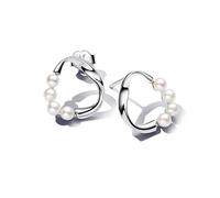 Pandora Essence Pendientes de botón de plata de ley con perla blanca cultivada de agua dulce tratada
