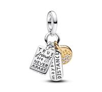 Pandora Friendship Triple Dangle Charm 763436C01, talla única, Oro amarillo, circón