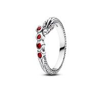 Pandora Game of Thrones Casa del dragón Anillo de plata de ley con cristal rojo salsa, talla 56