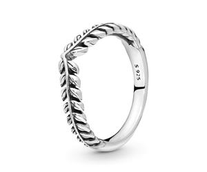 Pandora Garden Anillo con diseño de hueso de la suerte con granos de trigo de plata de ley, talla 52