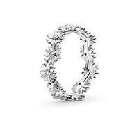 Pandora Garden Anillo con forma de corona de margaritas centelleantes en plata de ley con circonitas cúbicas transparentes, talla 50