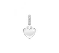 Pandora Charm colgante Corazón grabable 798761C01, Plata de ley, circonitas cúbicas, talla única
