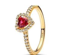 PANDORA Heart 14k Gold-Ring with Cherries Jubilee Red Crystal and Clear Cubic Zirconia