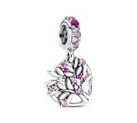 Pandora Charm Colgante Árbol Genealógico de Corazón Rosa en Plata de Ley