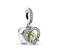 Pandora Anillo solitario con corazón ladeado transparente, talla 58