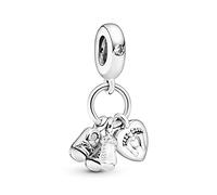 Pandora Colgante Icons plata con diseño de zapatos, biberón y corazón, circonitas y esmalte blanco